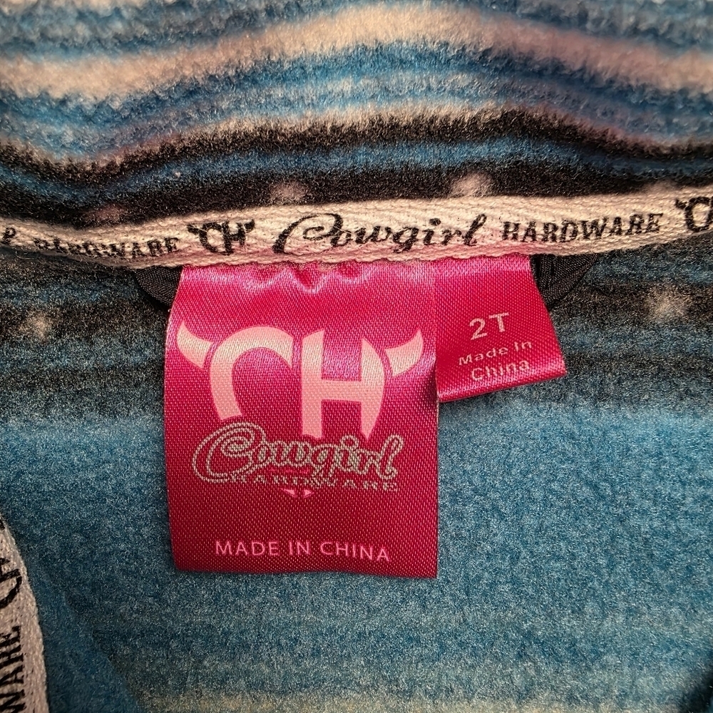 Cowgirl Hardware Serape Blue and Purple Fleece Western Pullover, Girls Size 2T - Picture 7 of 10